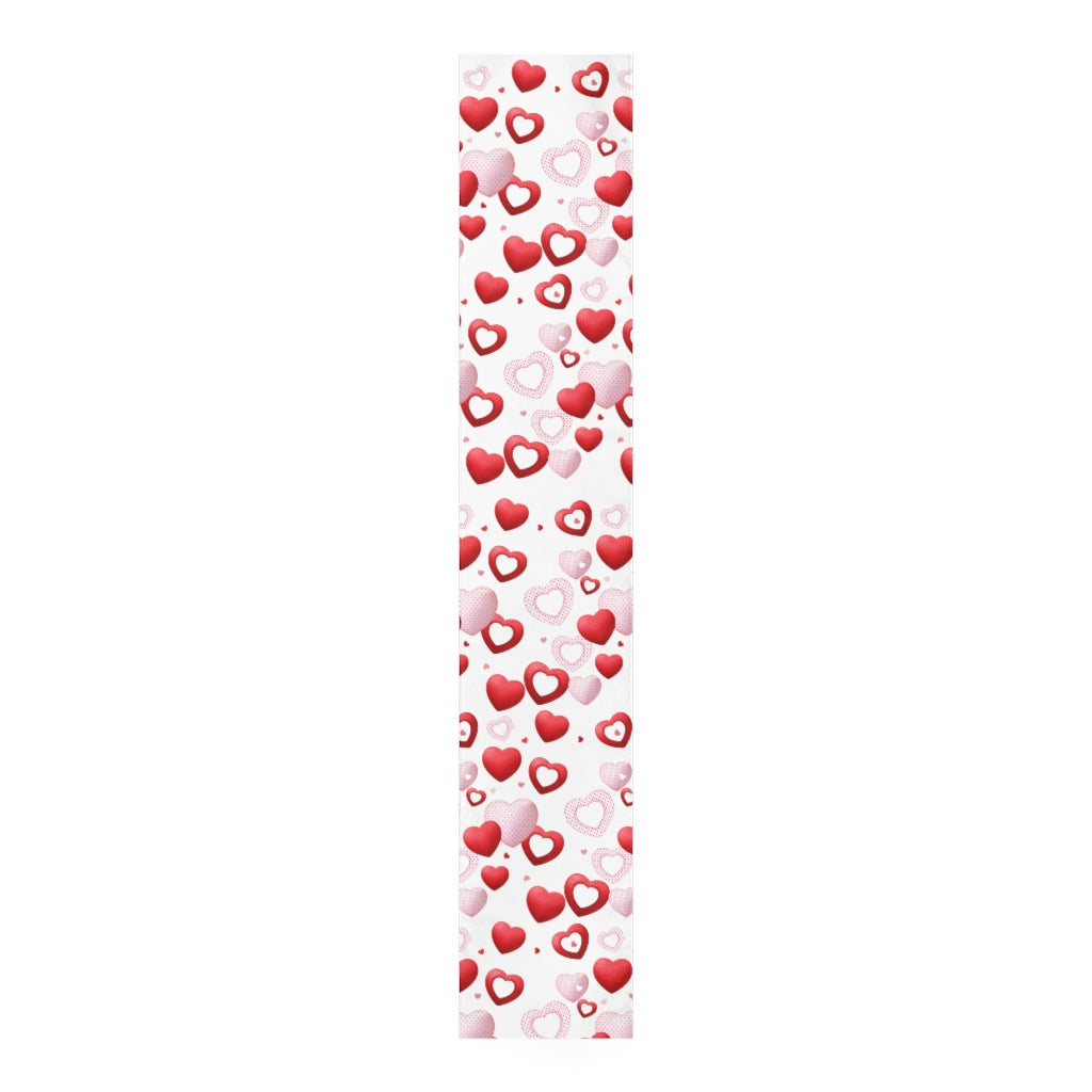 red and pink valentines day table runner