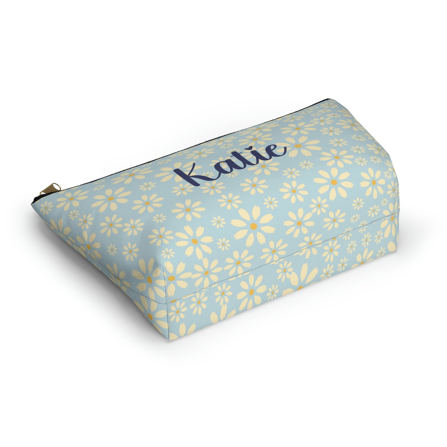 Daisy Makeup Bag / Blue Personalized Cosmetic Bag