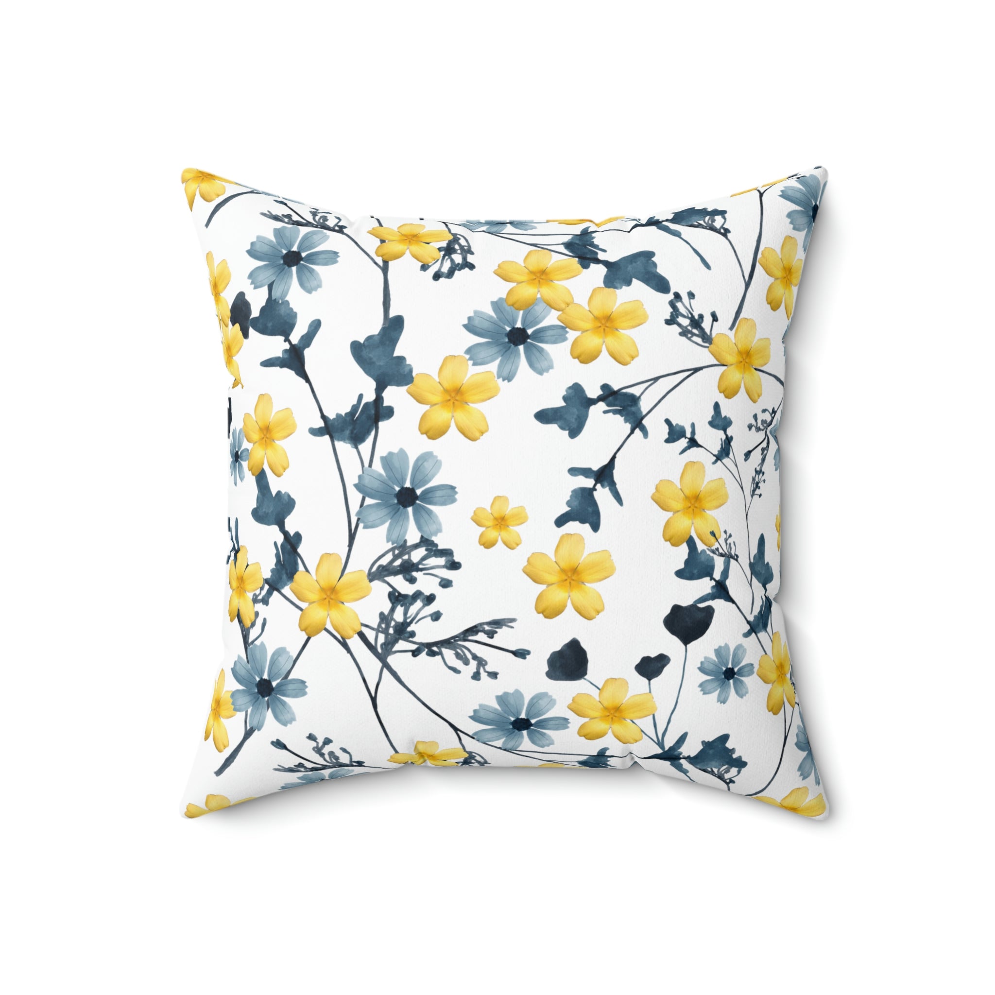 Spring Pillow Yellow Pillow Summer Cushion Floral Pillow Housewarming Gift Blue Floral Cushion Blue and Yellow Home Decor