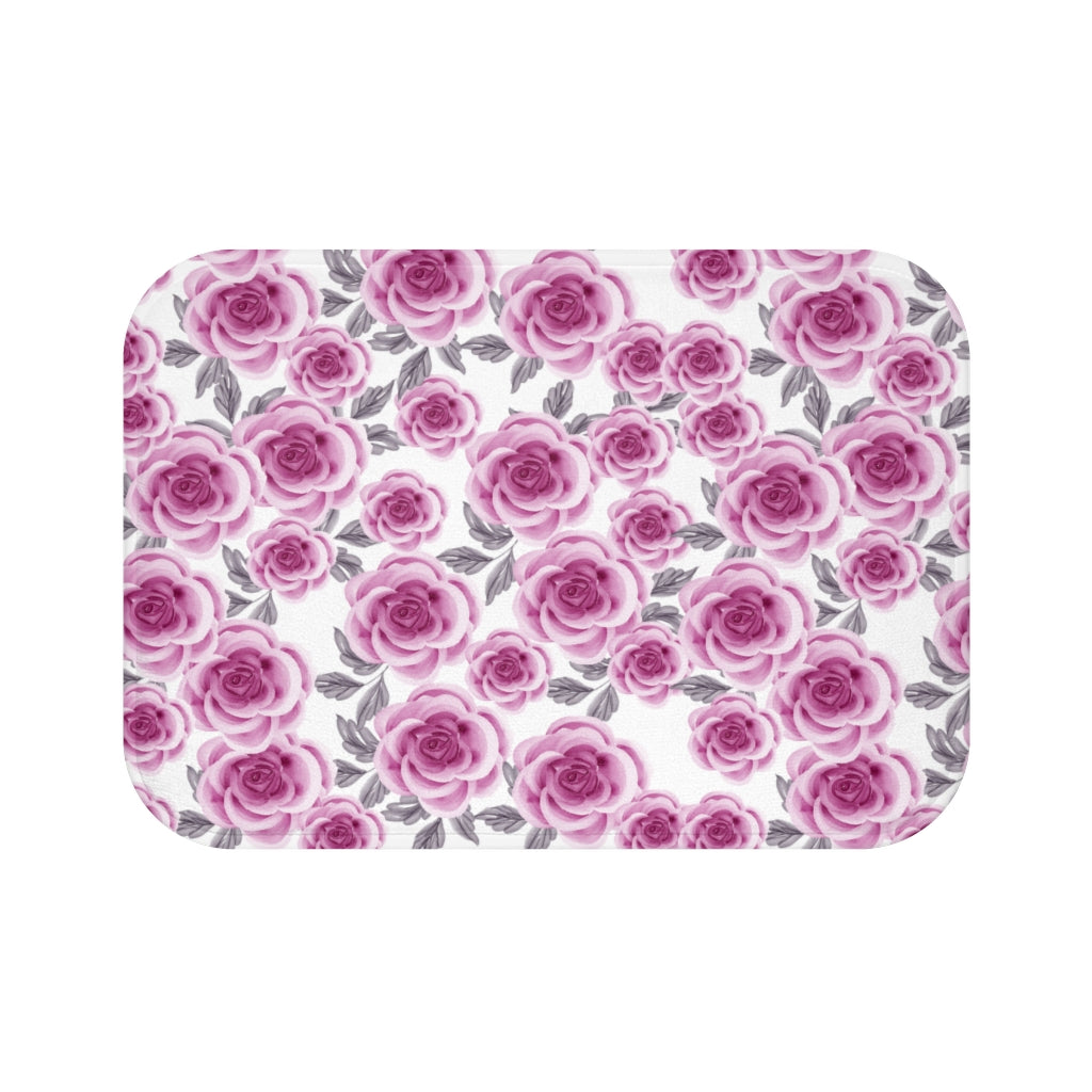pink rose bath mat