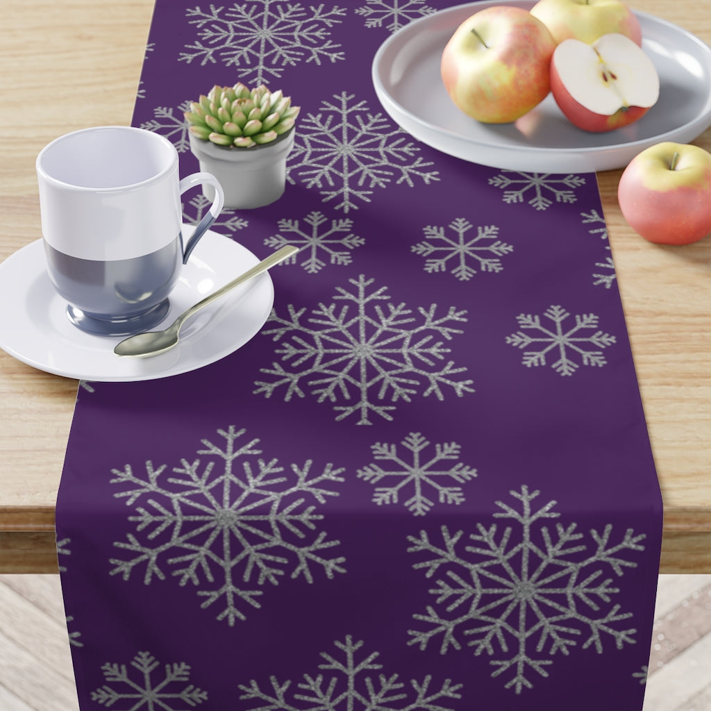 Christmas Table Runner / Snowflake Table Runner / Purple Christmas Decor