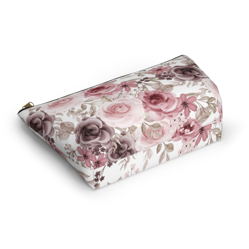 rose floral cosmetic pouch for wedding, honeymoon or wedding gift
