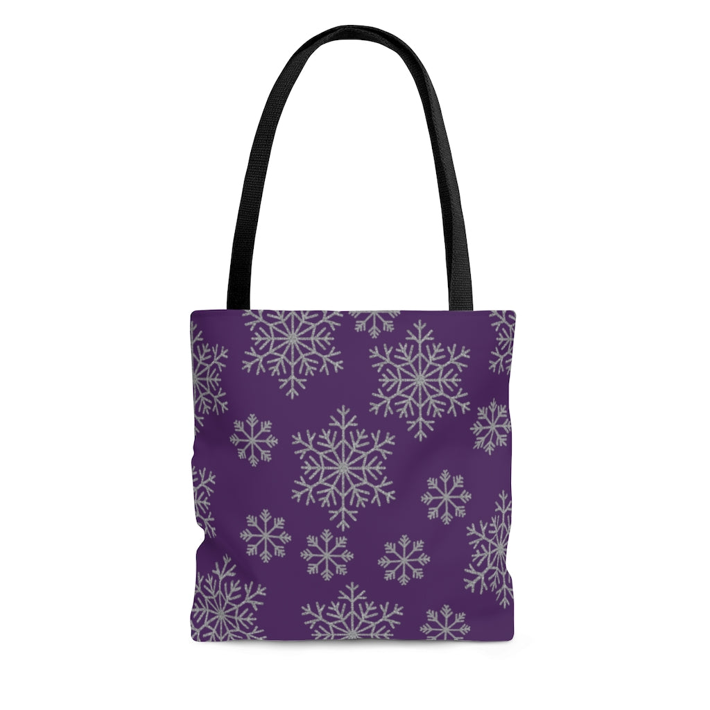 Snowflake Tote Bag / Navy Blue Tote Bag / Christmas Bag / Holiday Tote Bag