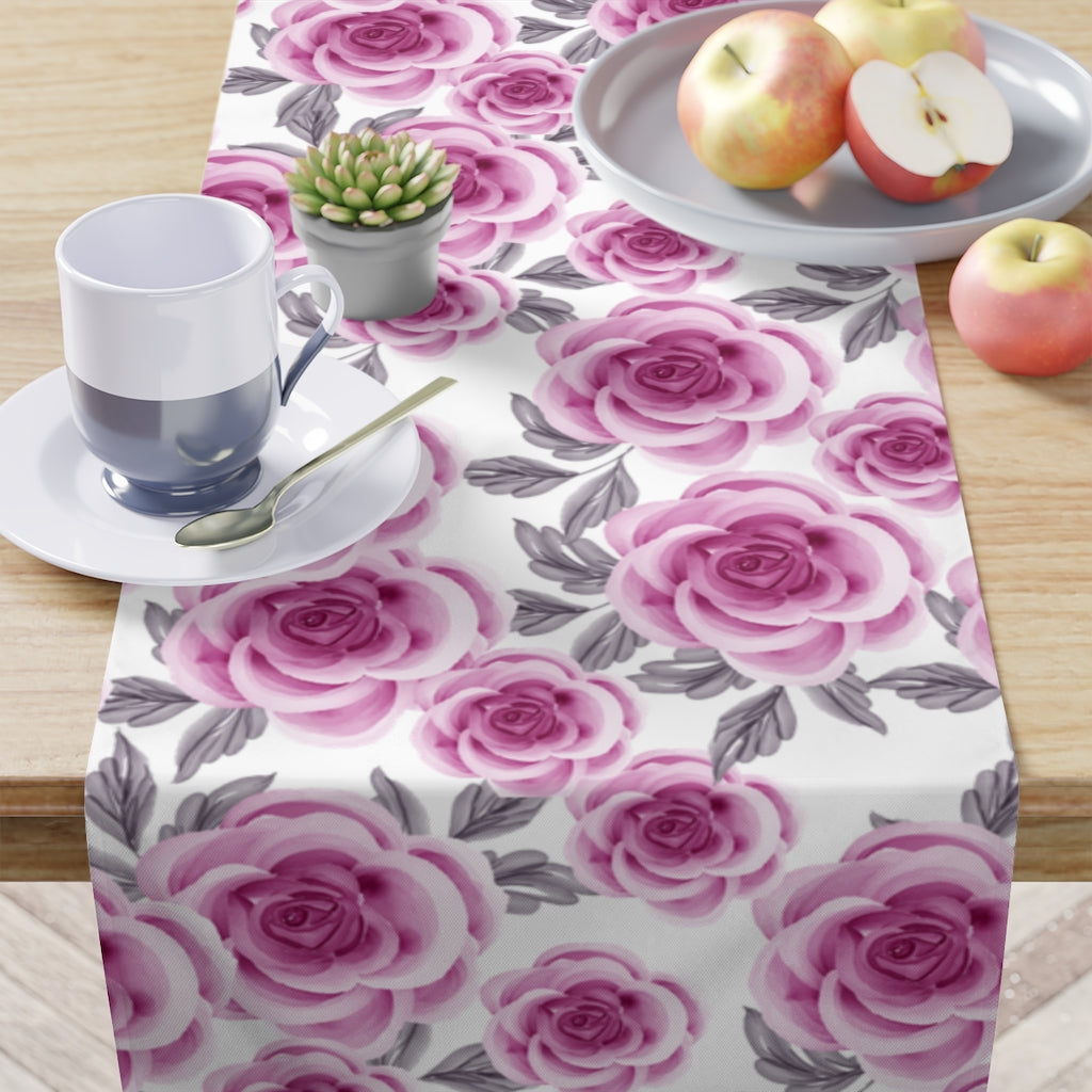 Pink Rose Table Runner / Summer Flower Table Decor