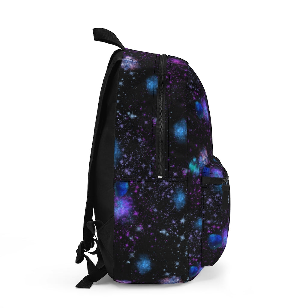 pink, blue and purple space backpack for back to school
