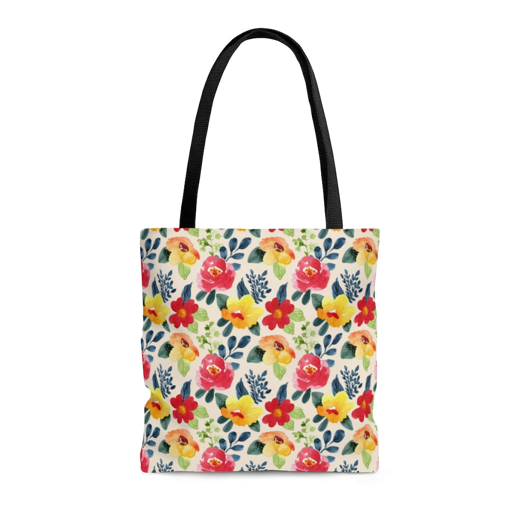 watercolor flower tote bag