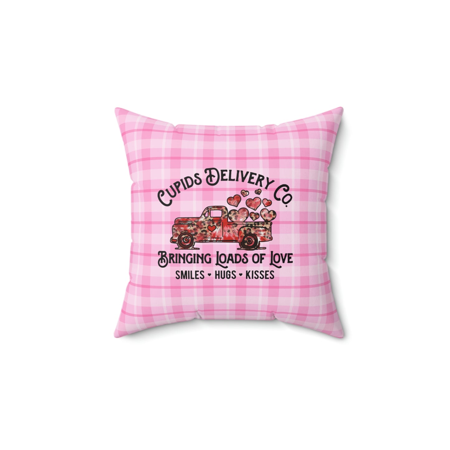 Valentine's Day pillow with farm truck and hearts
