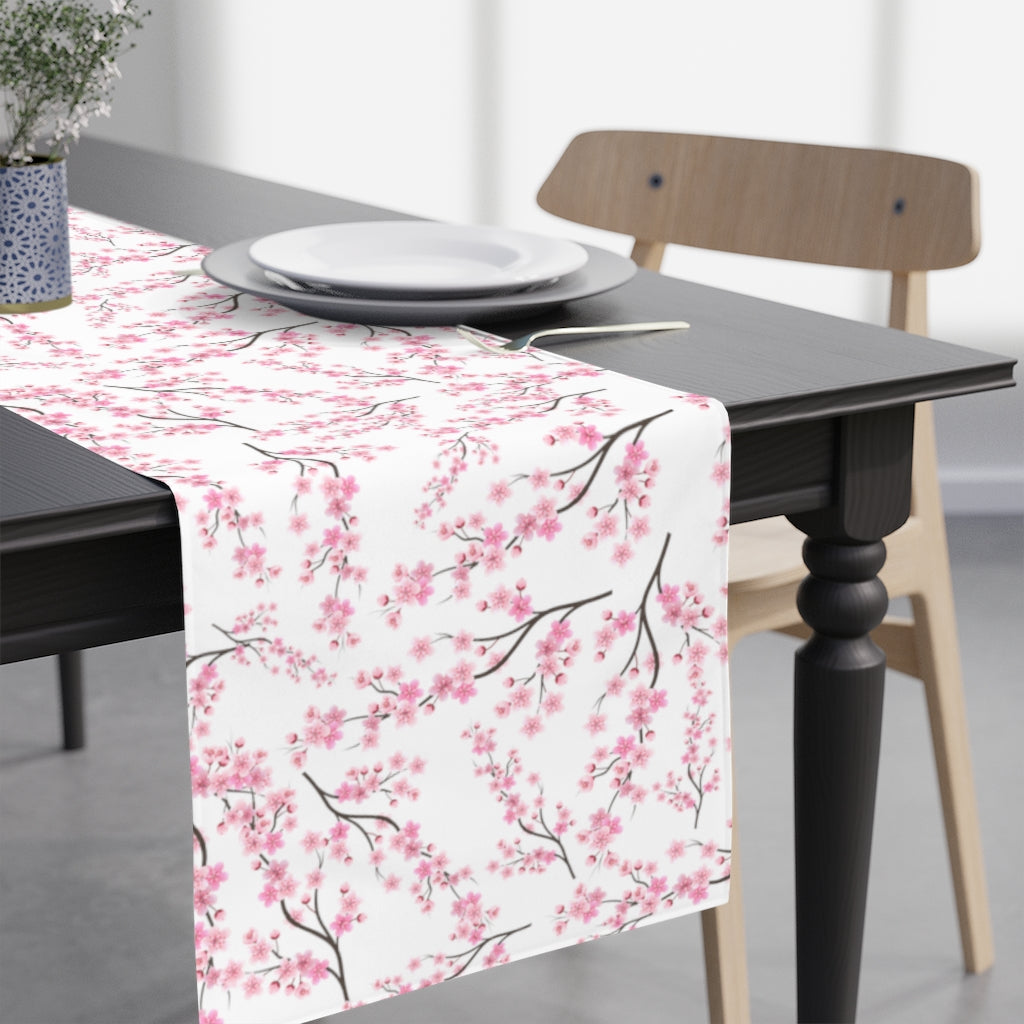 pink cherry blossom table runner