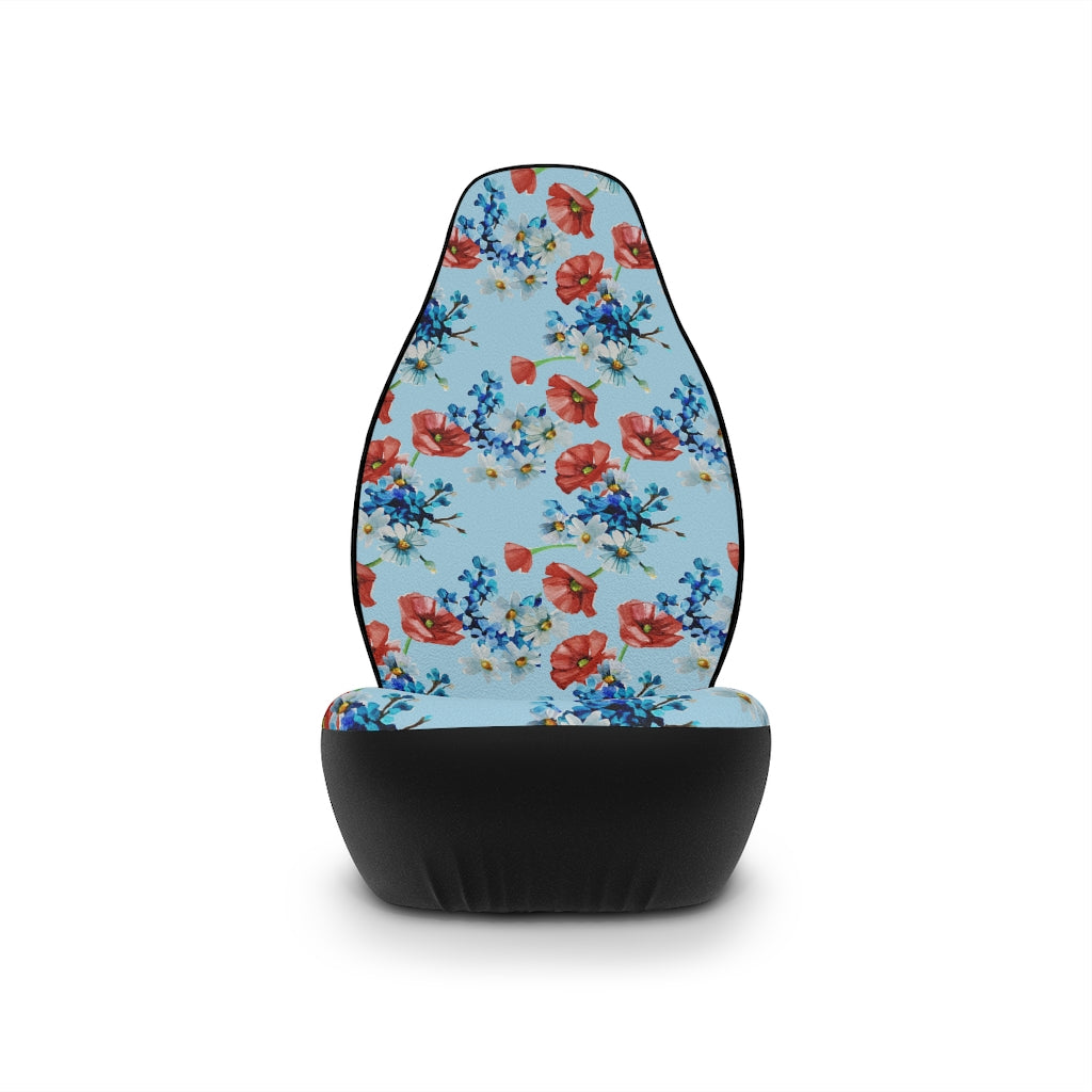 Summer Floral Car Seat Covers / Blue and Red Flower Car Seat Covers