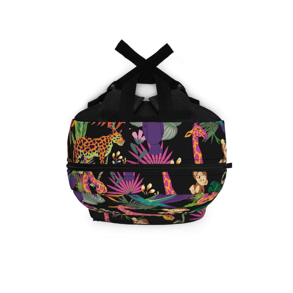 top view of jungle animal backpack