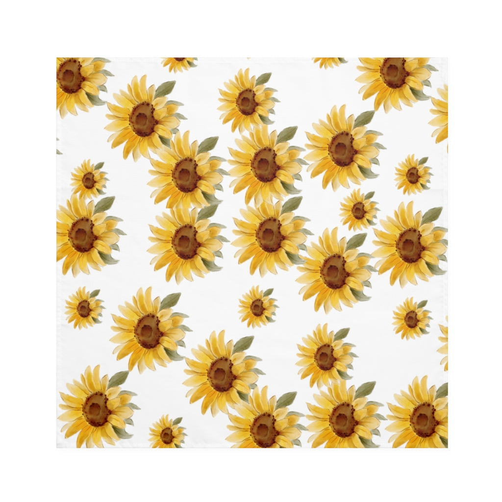 flat view of yellow sunflower napkin