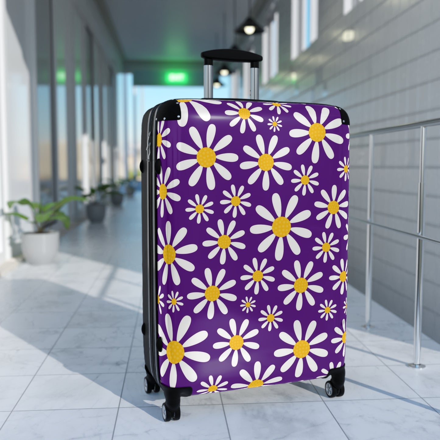 Purple Hard Shell Suitcase / Women's Daisy Print Luggage