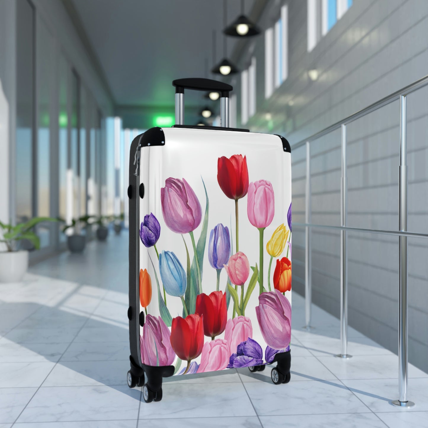 Women's Tulip Print Luggage / Custom Wheeled Suitcase