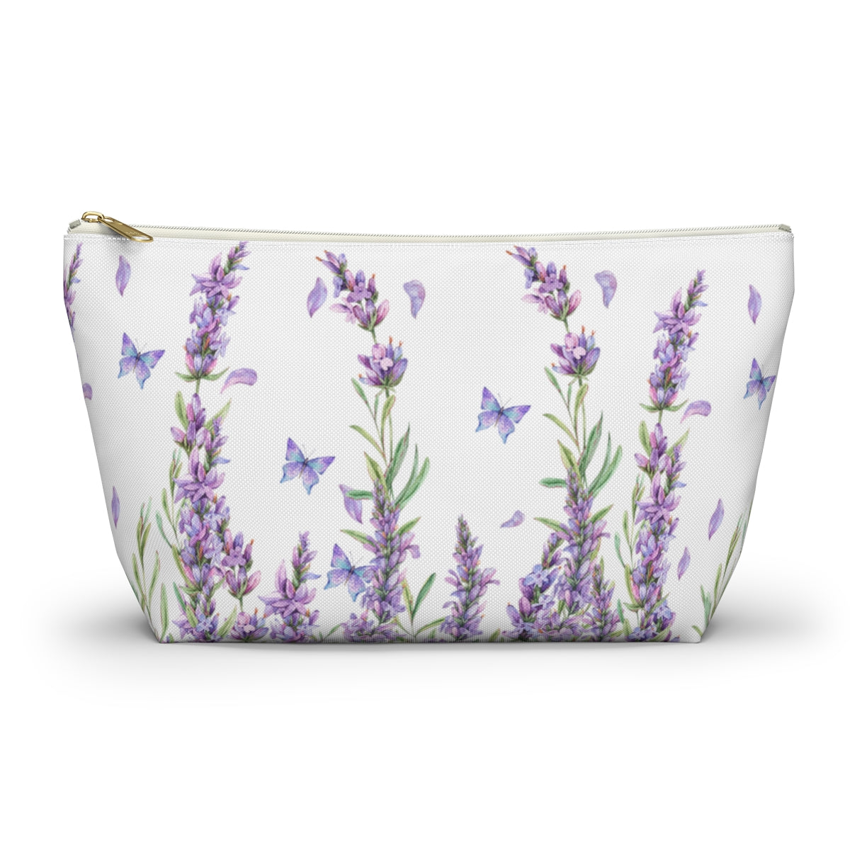 purple lavender and butterfly makeup bag
