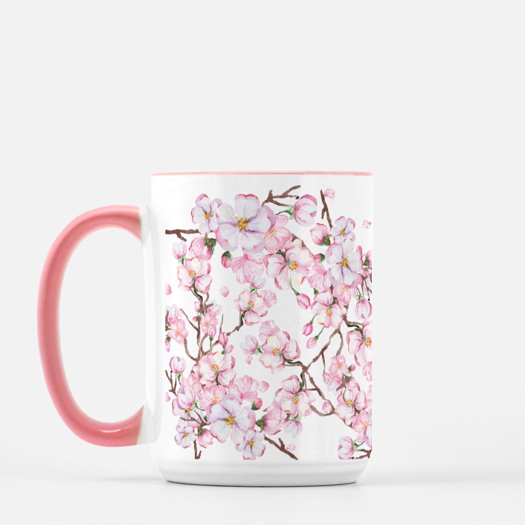 Cherry Blossom Mug / Pink Floral Mug / 15oz.