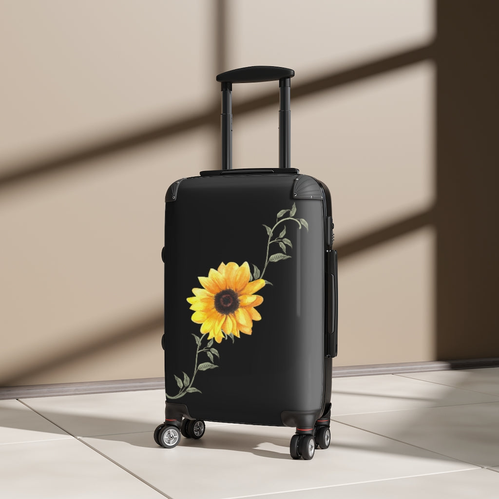 sunflower cabin suitcase which can be used for a carry on bag