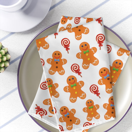 christmas dinner napkins with gingerbread man pattern