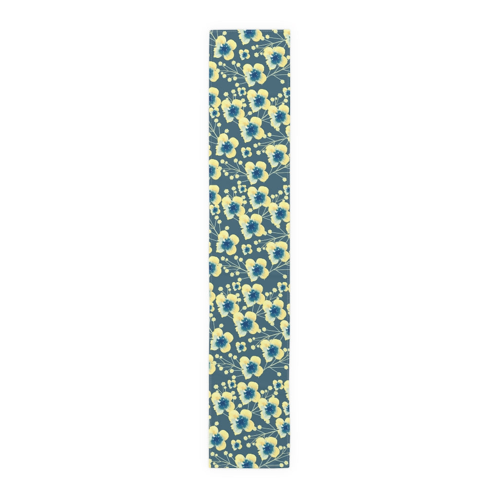 Floral Table Runner / Blue and Yellow Flower Table Runner