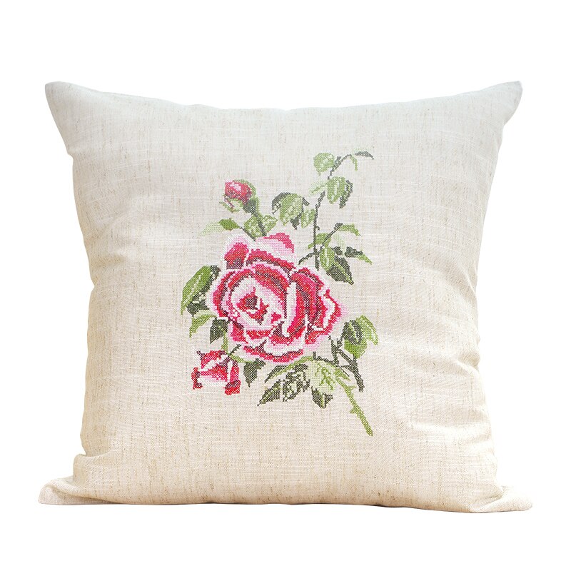 Summer Flower Embroidered Pillow Case
