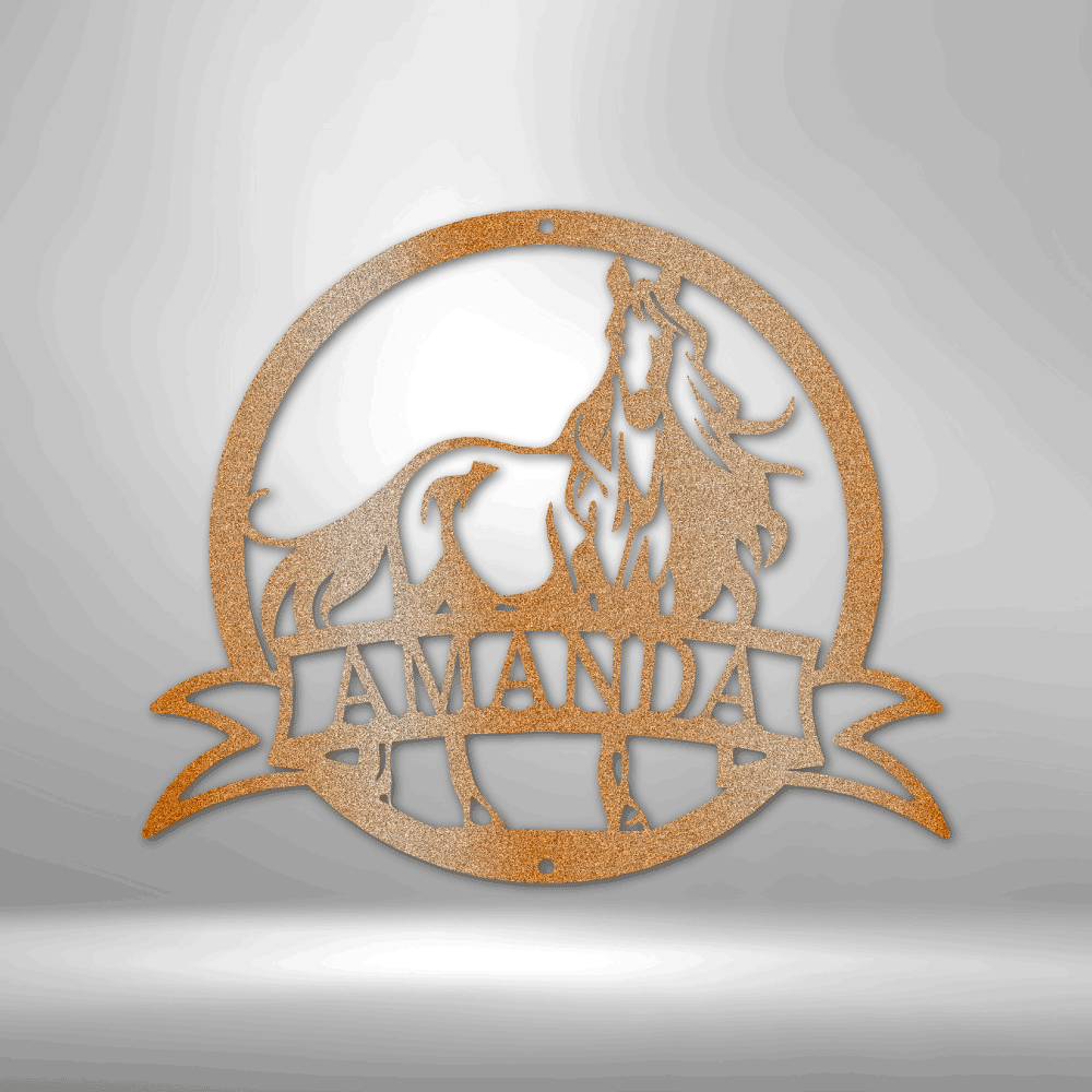 Majestic Horse Monogram - Personalized Name Steel Sign
