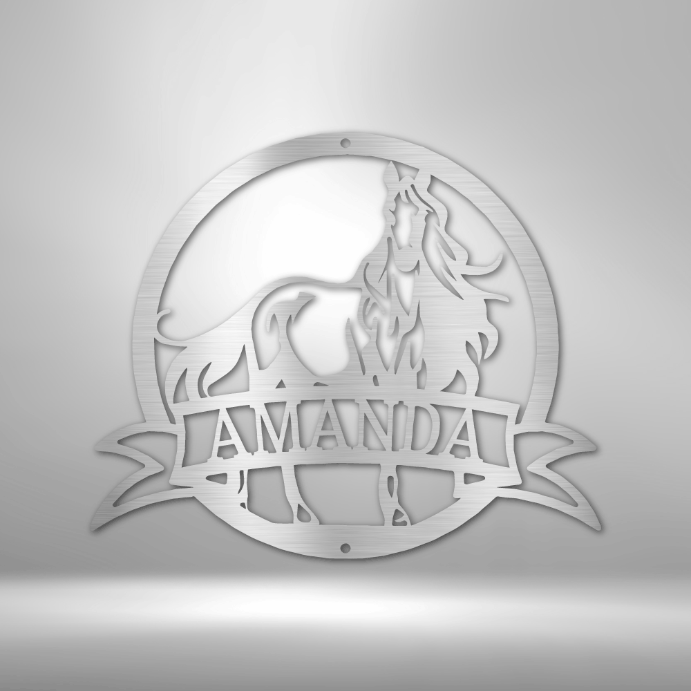 Majestic Horse Monogram - Personalized Name Steel Sign