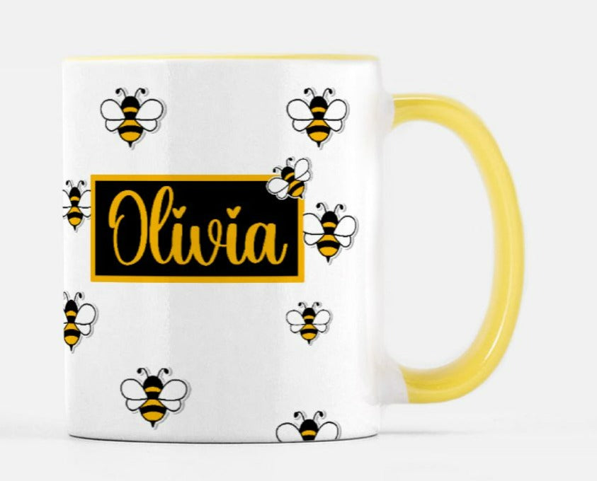 honey bee personalized yellow mug
