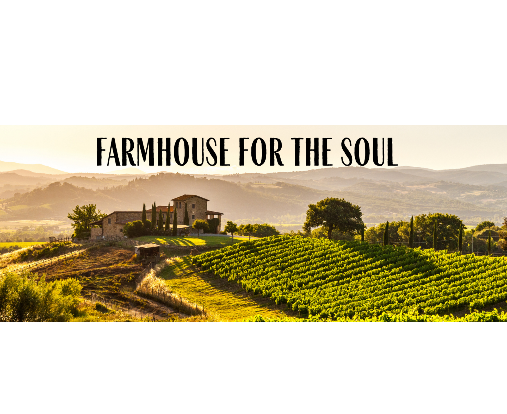 farmhouse for the soul picture with a farm on a bright sunny day. picture for a gift card for online store