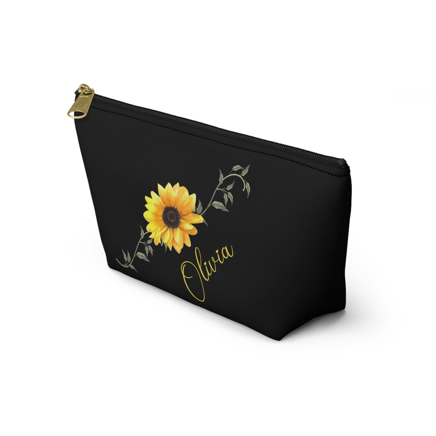 Sunflower Makeup Bag / Floral Cosmetic Bag