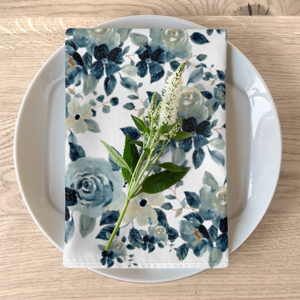 blue flower dinner napkins in a set of 4.