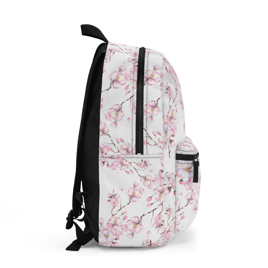 pink and white cherry blossom bookbag for girls back to school