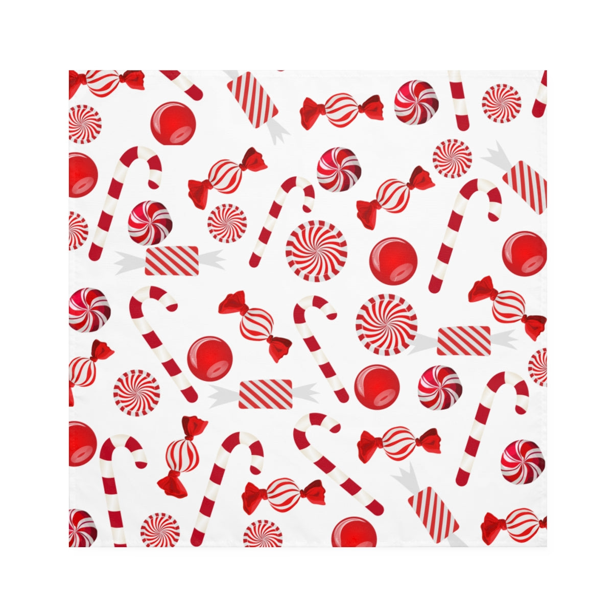 flat view of christmas napkins with candy cane print