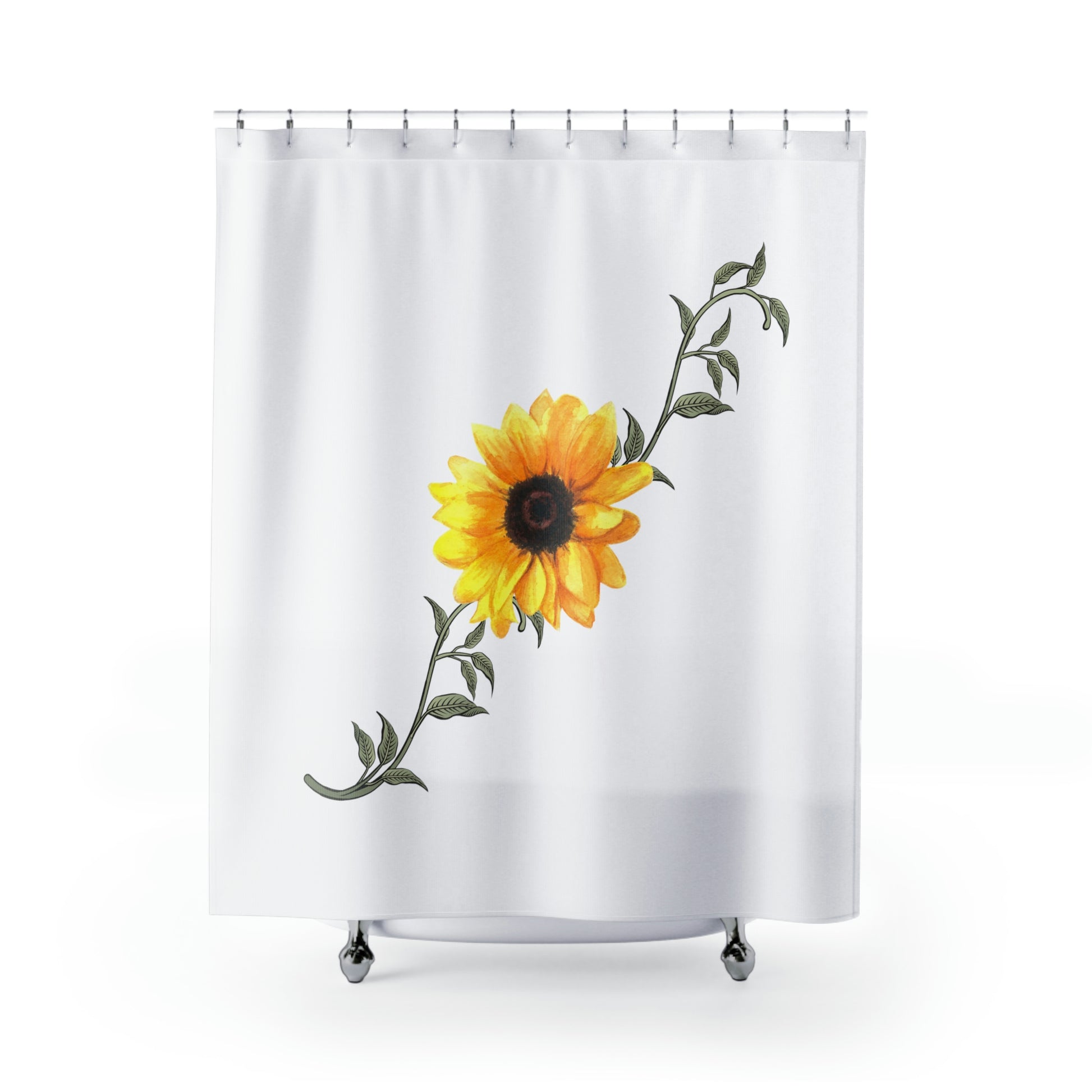 sunflower shower curtain in minimalist decor
