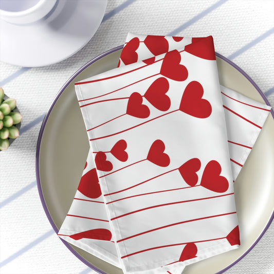 red heart valentines day cloth napkins