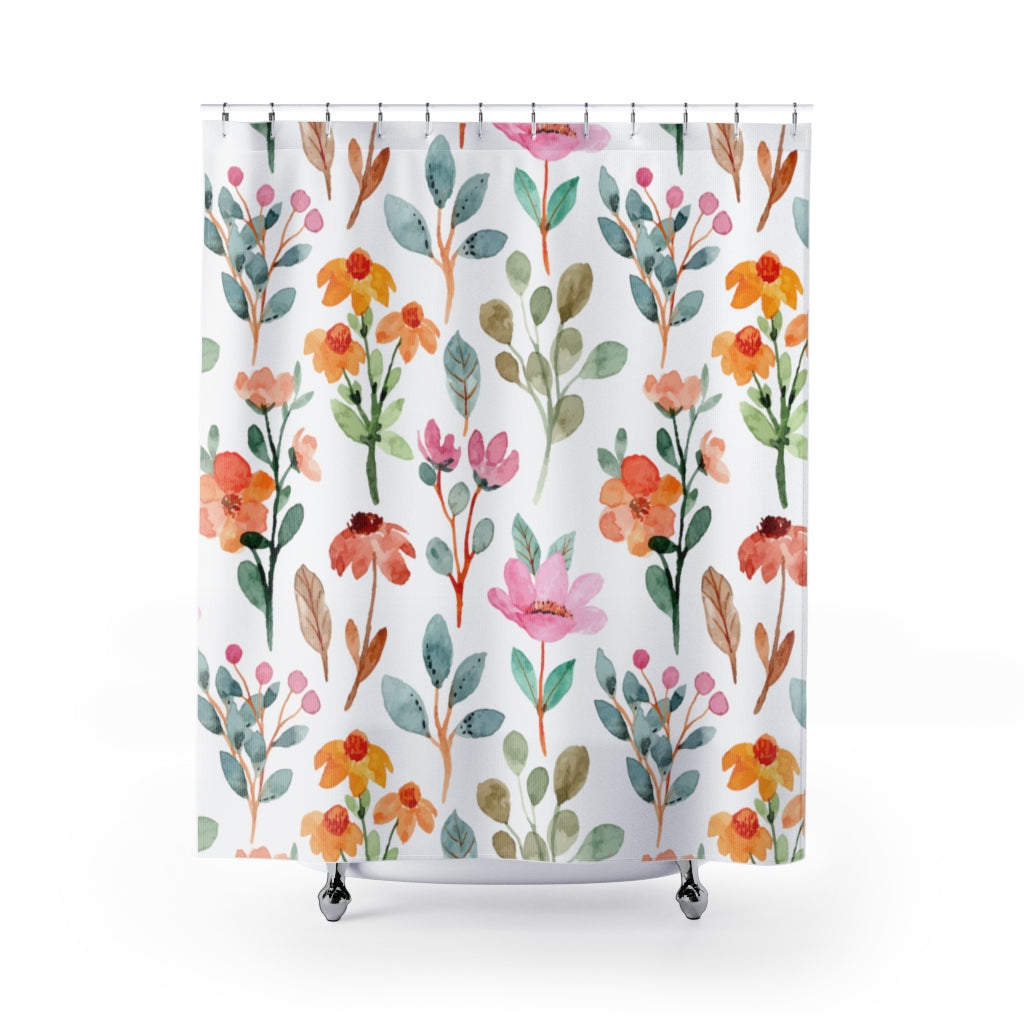 Floral Shower Curtain / Watercolor Flower Decor
