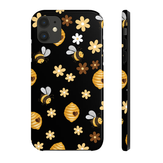honey bee iphone case with bee, bee hive and daisy print for spring or summer fashion accessory