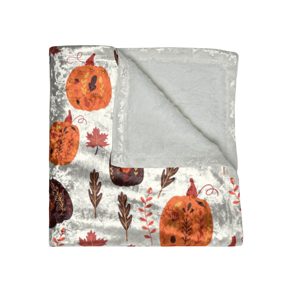 Orange Pumpkin Blanket / Crushed Velvet Fall Blanket