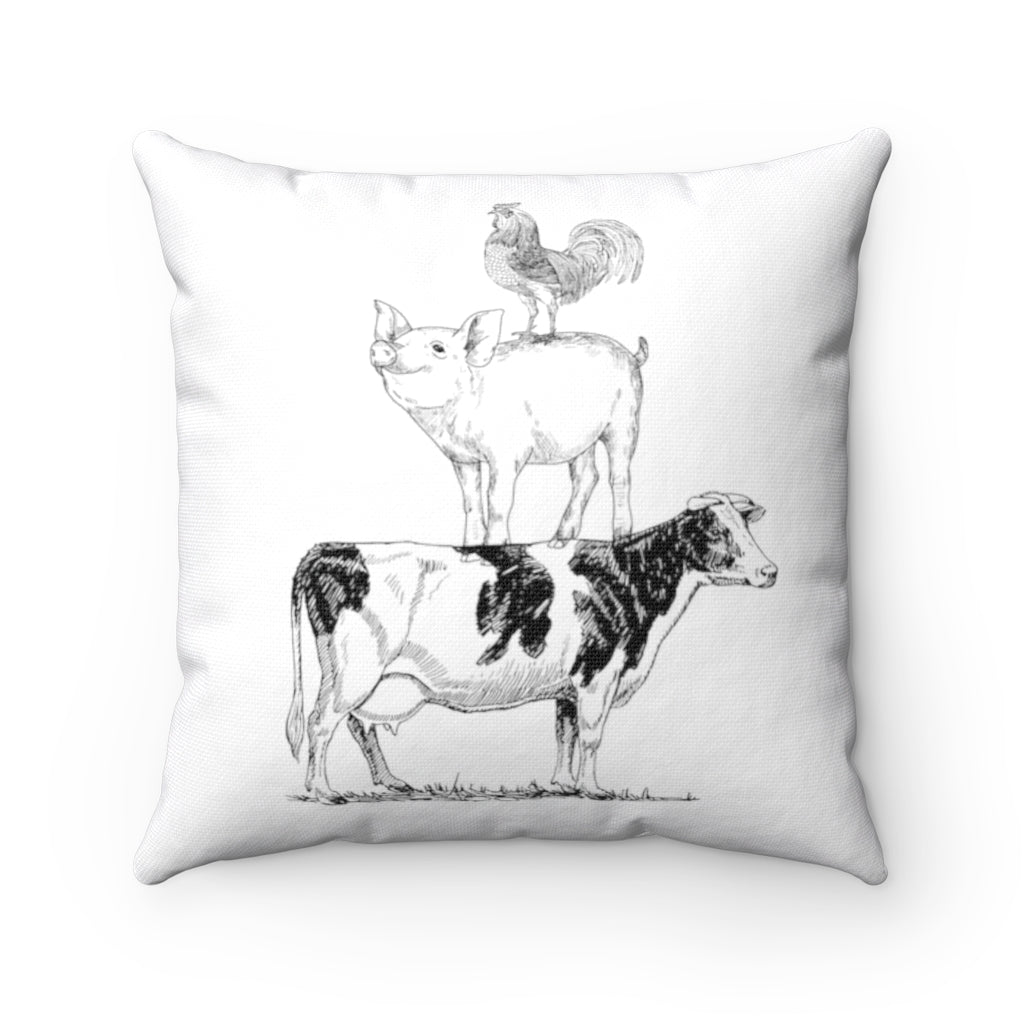 Farmhouse Pillow / Farm Cow Pig Rooster Pillow