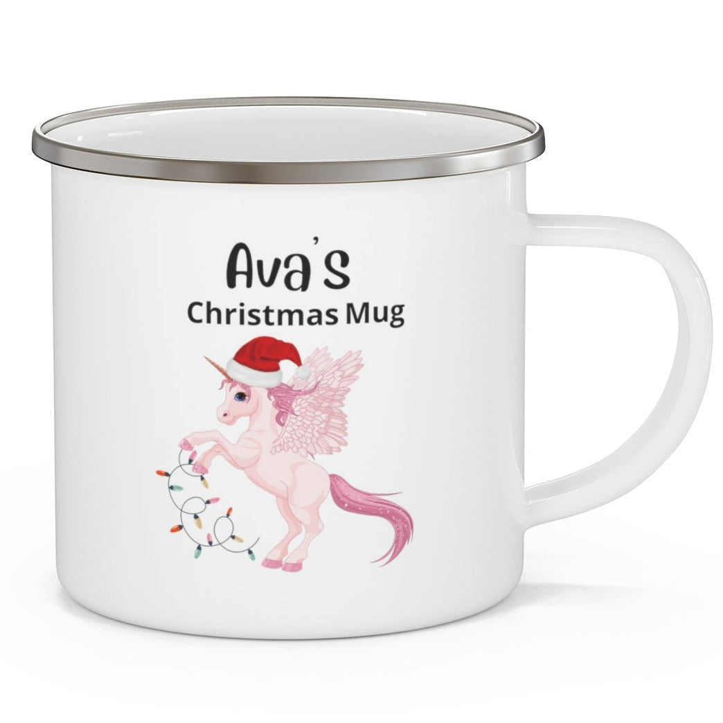 personalized christmas mug for girls with christmas unicorn