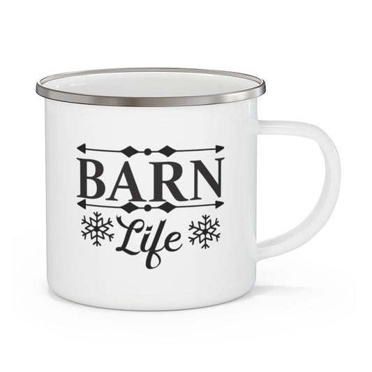 farmhouse camping mug. Barn life coffee mug in white with black lettering. 12 oz white. gift for farmer. 
