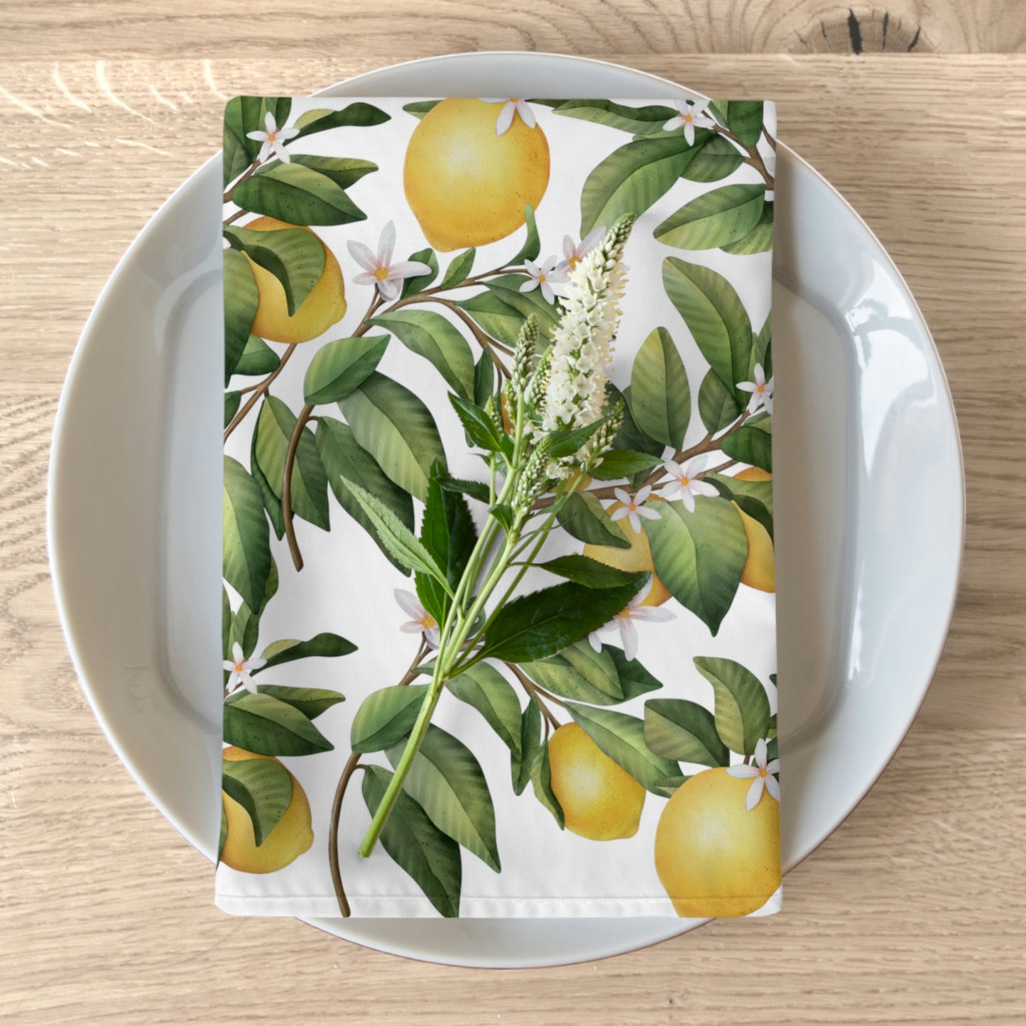 Lemon Napkins  Leaf Napkins / Lemon Table Decor