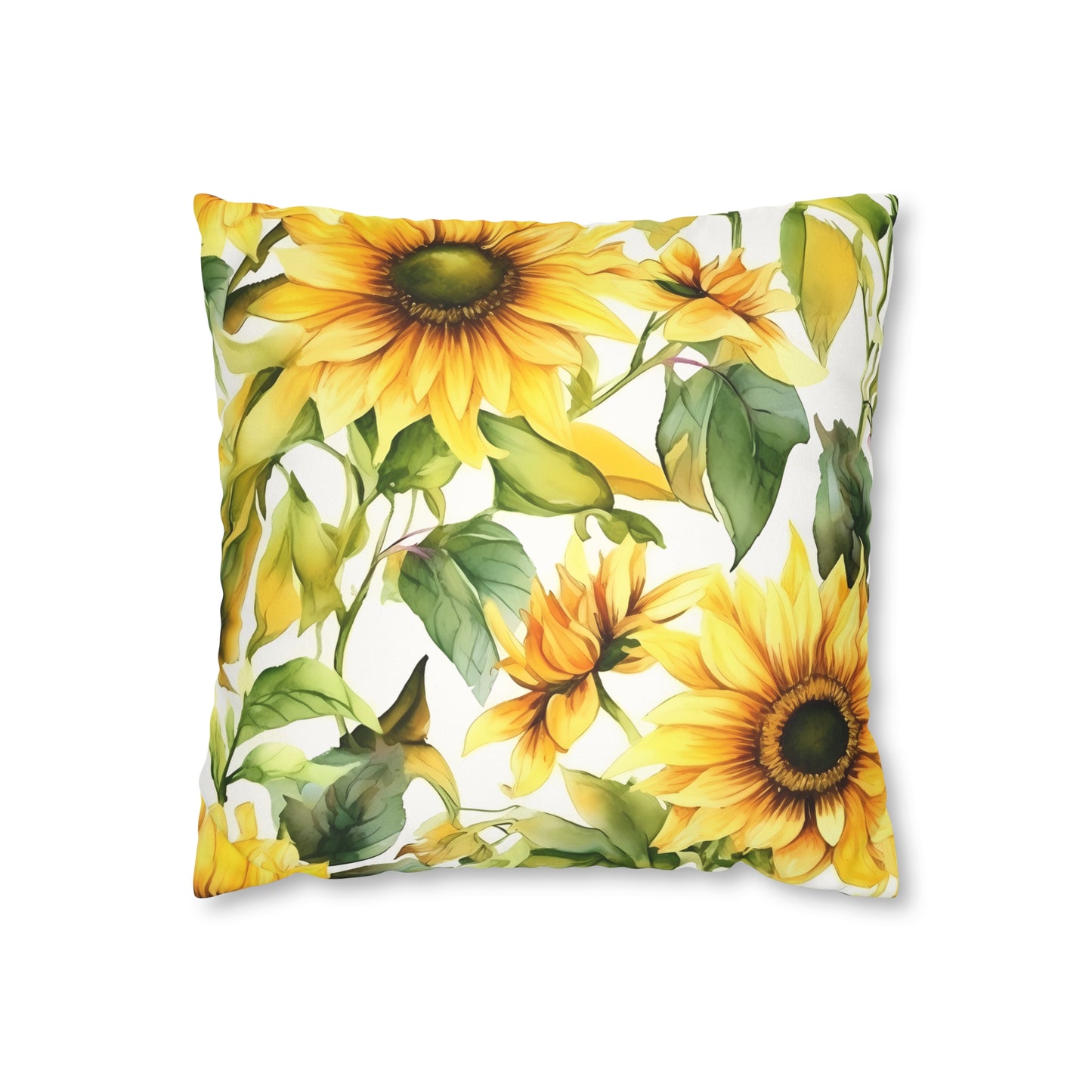 sunflower summer pillow case in yellow and green