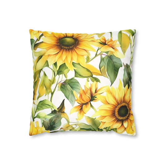 sunflower summer pillow case in yellow and green