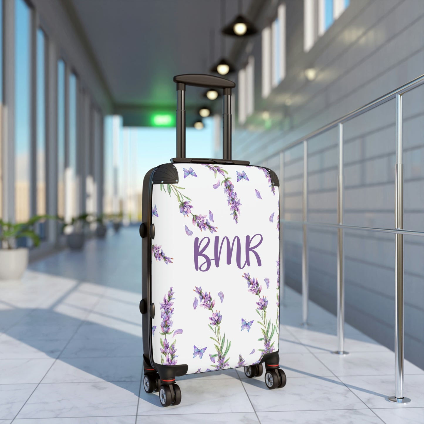 Floral Suitcase / Personalized Suitcase / Purple Luggage