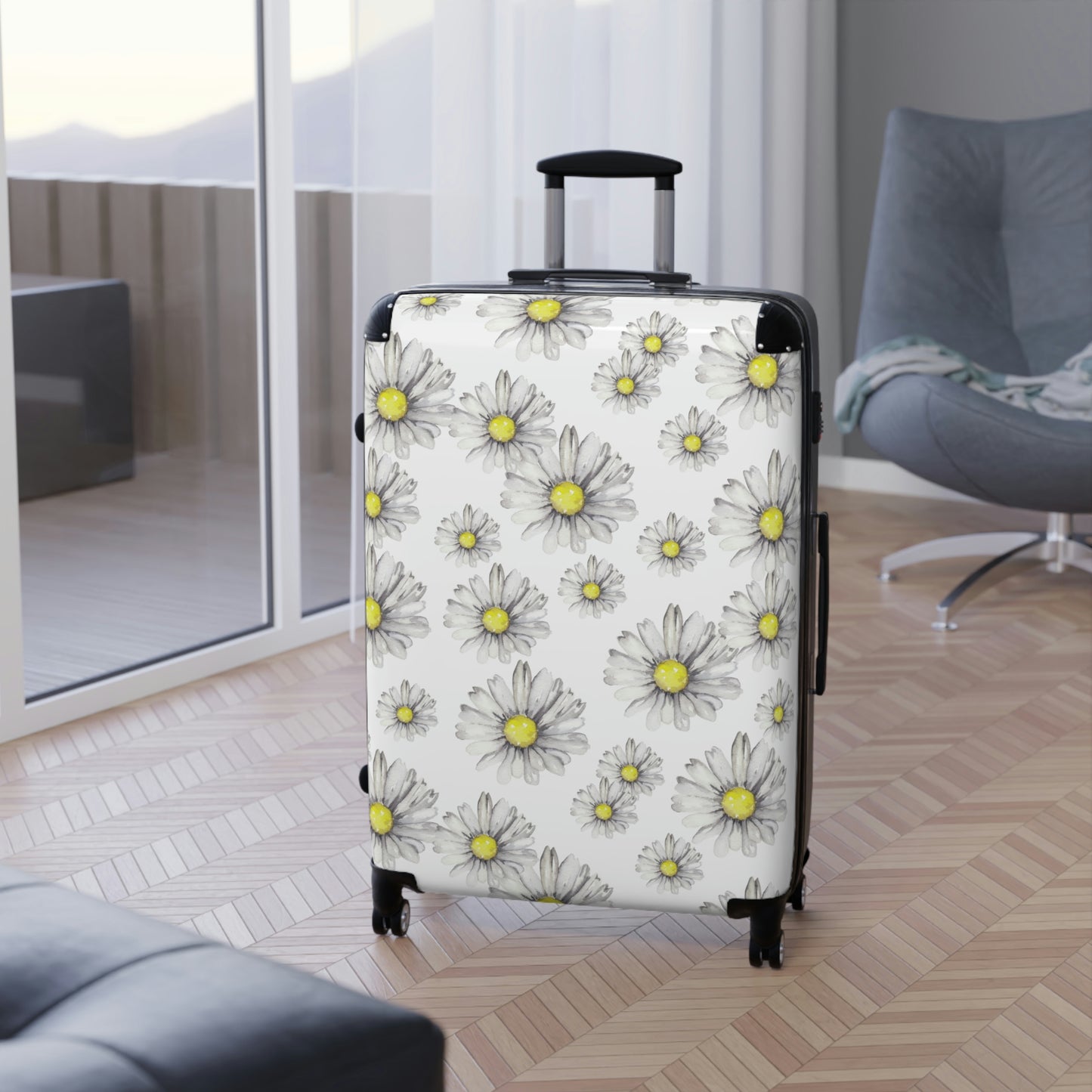Women's Daisy Suitcase / Personalized Wheeled Luggage