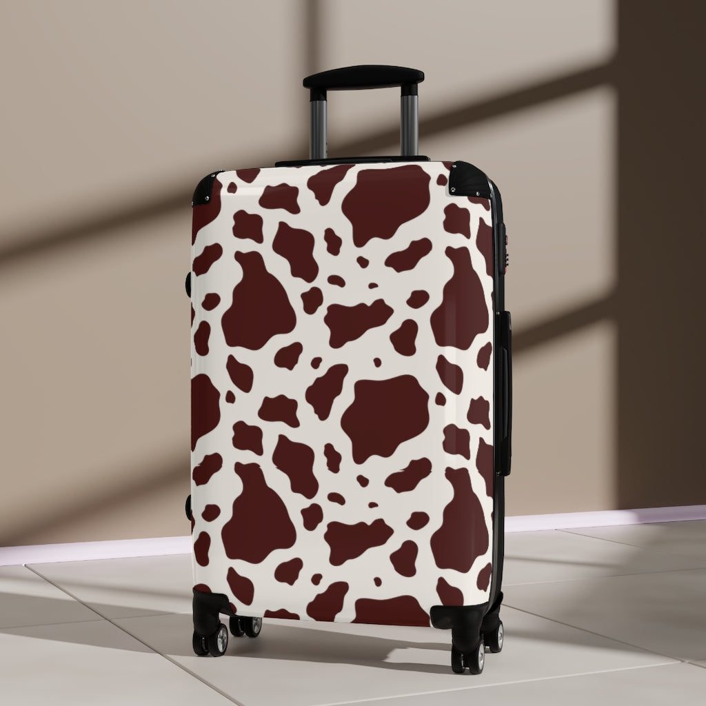 Brown Cow Print Suitcase / Farmhouse Luggage