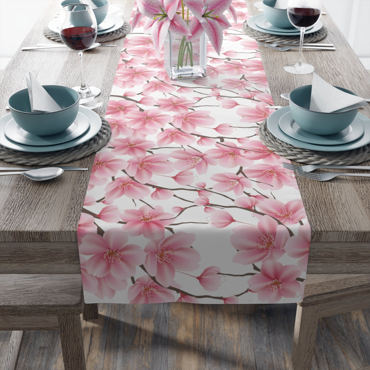 Cherry Blossom Table Runner / Floral Table Runner