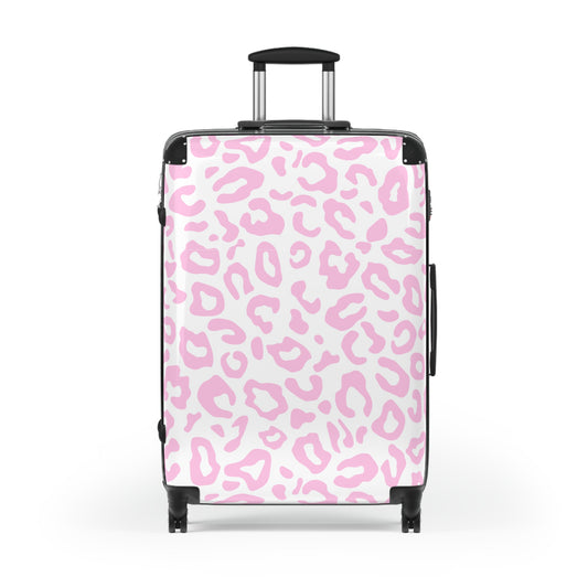Pink leopard print custom suitcase