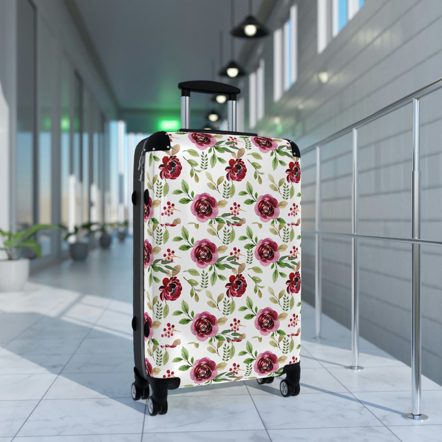 Floral Suitcase, Custom Luggage / Rose Print Travel Bag