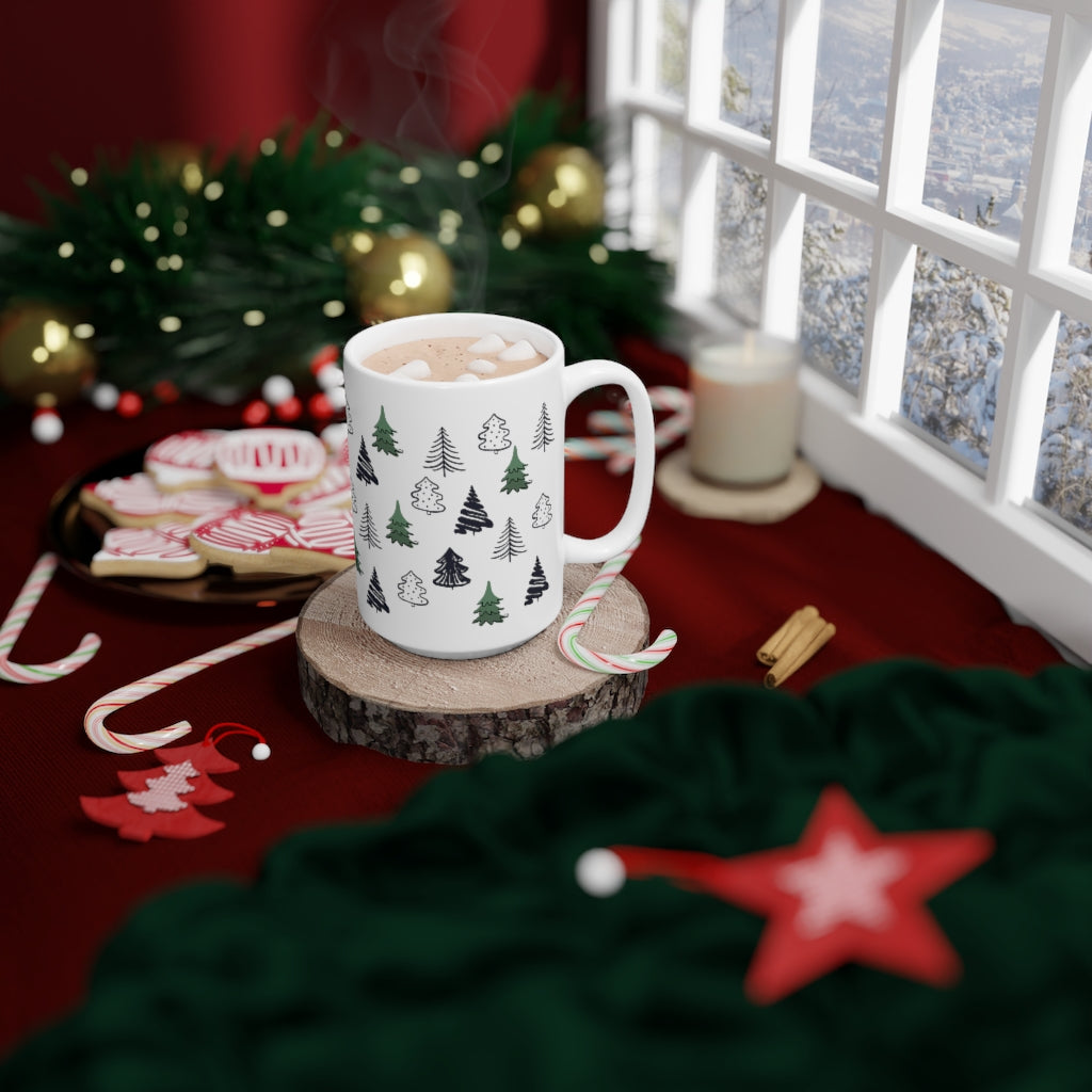 Christmas Tree Coffee Mug / Boho Minimalist Cup