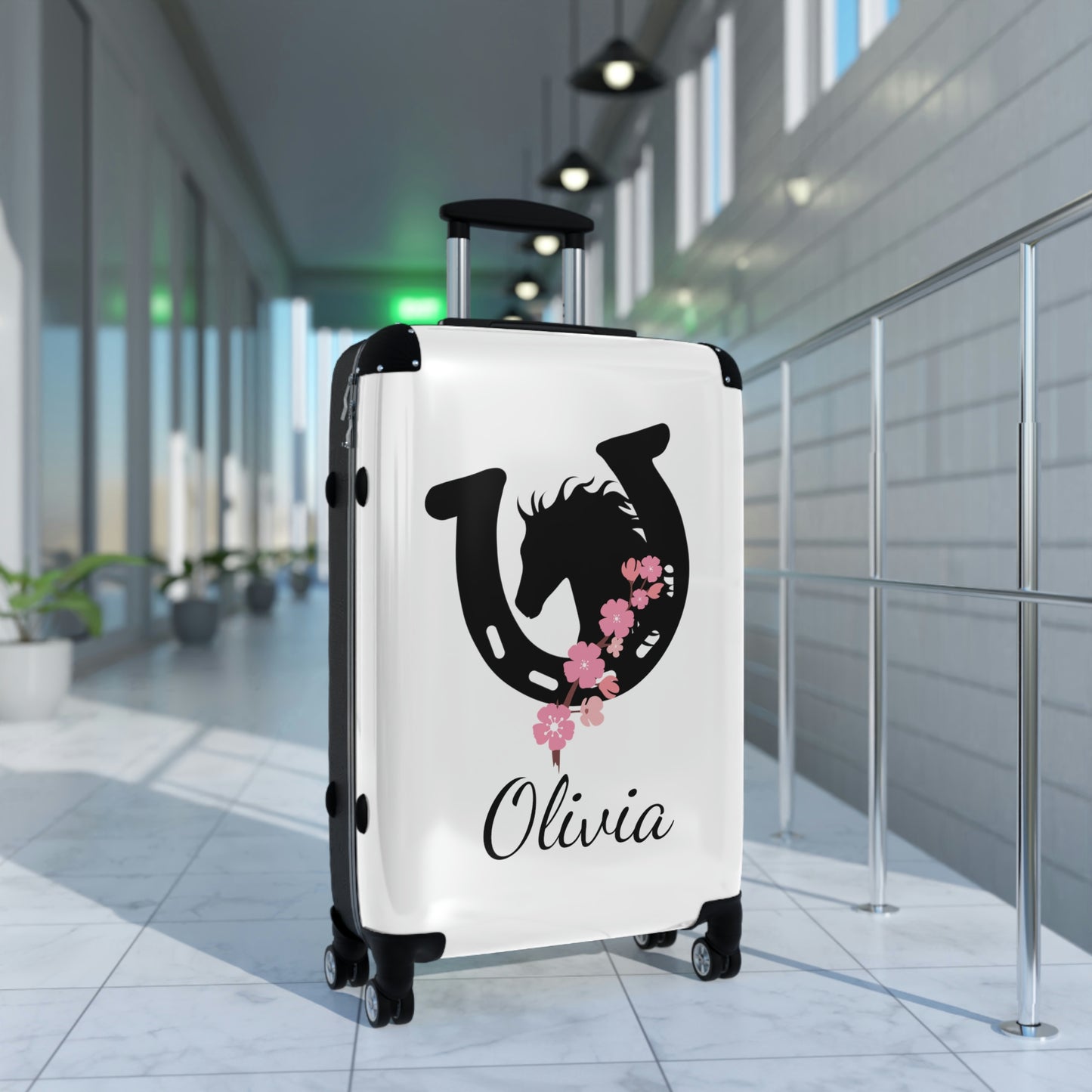 Personalized Luggage / Girl's Horse Print Hard Covered Suitcase